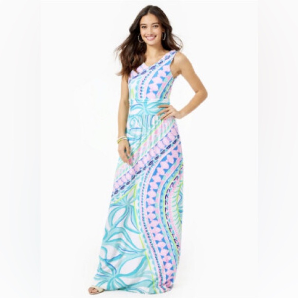 Lilly Pulitzer Marco Maxi Dress Multi Coco Island Engineered dress size M